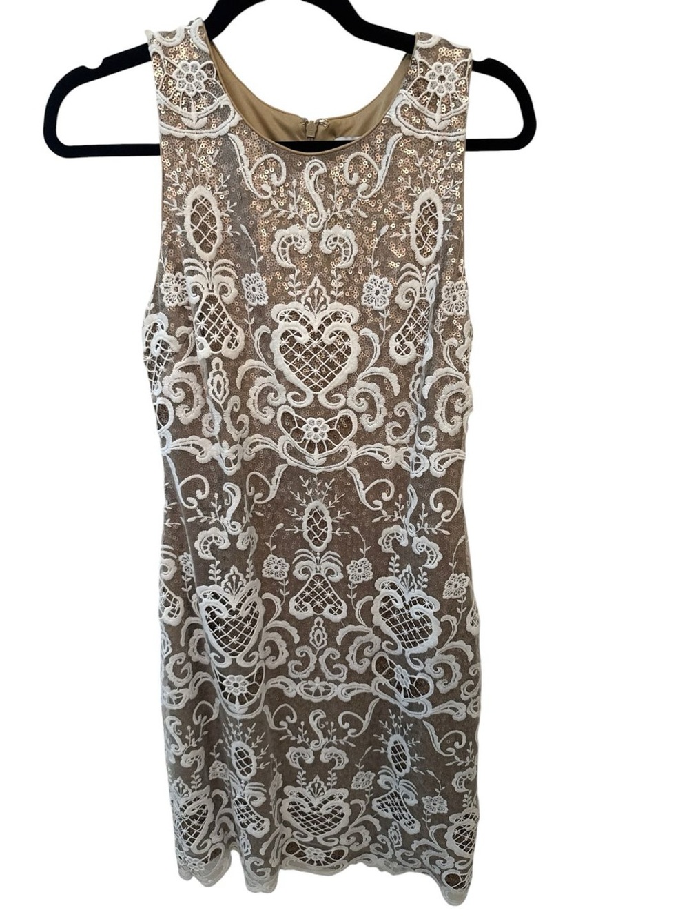 Belle Badgley Mischka Sleeveless Embroidered Sequin Sheath Dress